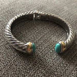 NWOT two tone hinged braided bracelet with turquoise stones